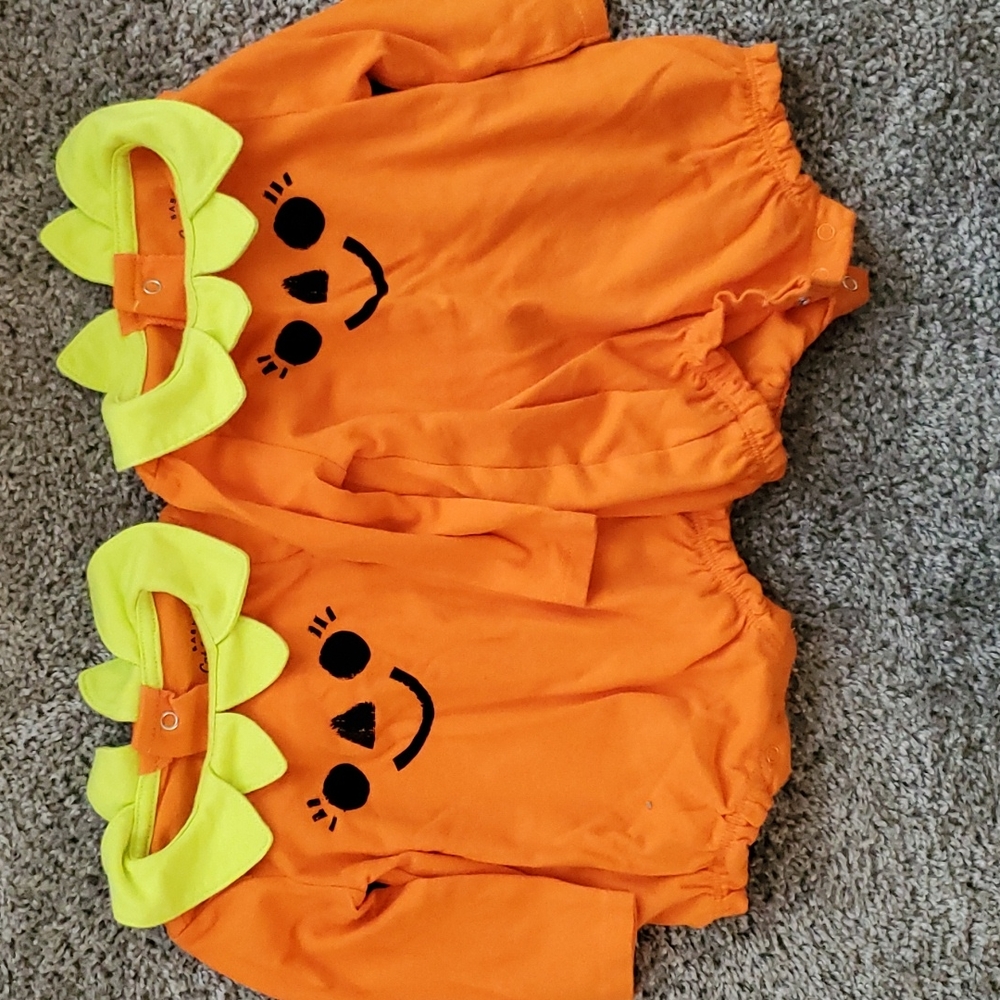 Twin newborn pumpkin onesie costume